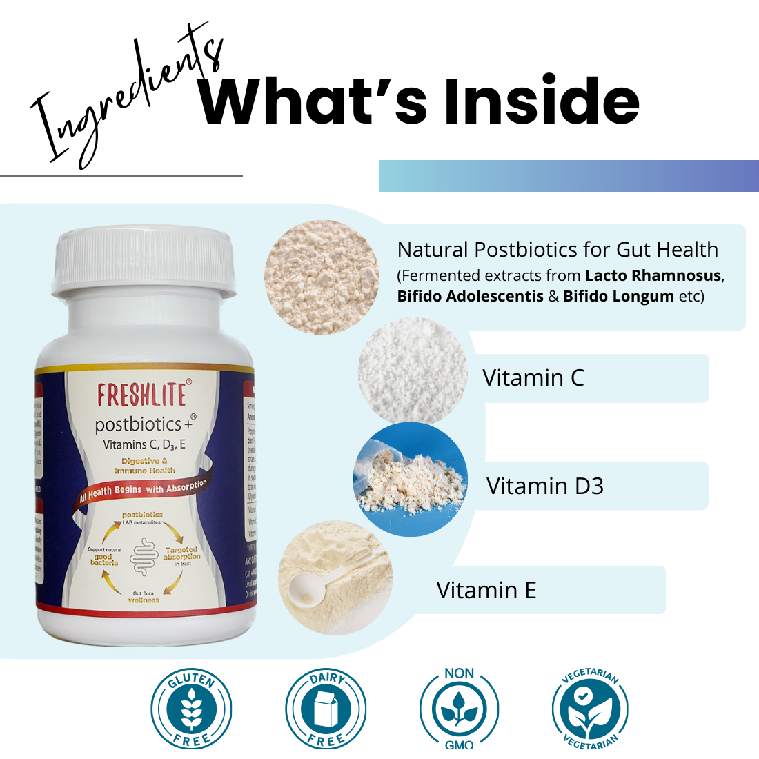 GUT HEALTH SUPPORT*| Premium Vegan Postbiotics for IBS, Diarrhoea,Bloating & Irregularity* | Advanced Postbiotics Formula Beyond Pre & Probiotics | Vitamin C, D3 & E | Non-GMO, Gluten-Free