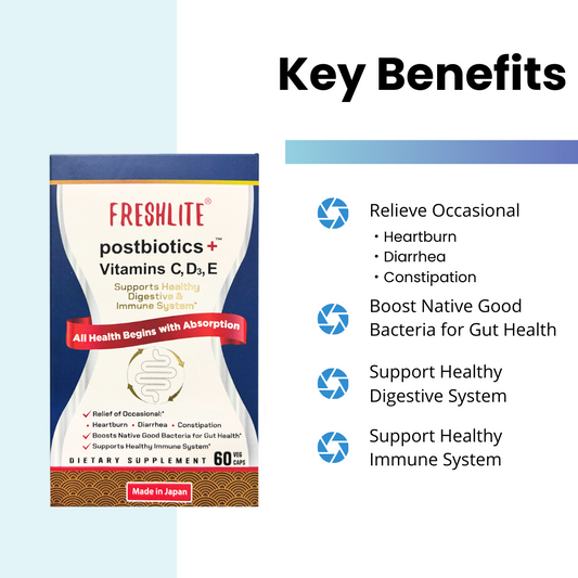 GUT HEALTH SUPPORT*| Premium Vegan Postbiotics for IBS, Diarrhoea,Bloating & Irregularity* | Advanced Postbiotics Formula Beyond Pre & Probiotics | Vitamin C, D3 & E | Non-GMO, Gluten-Free