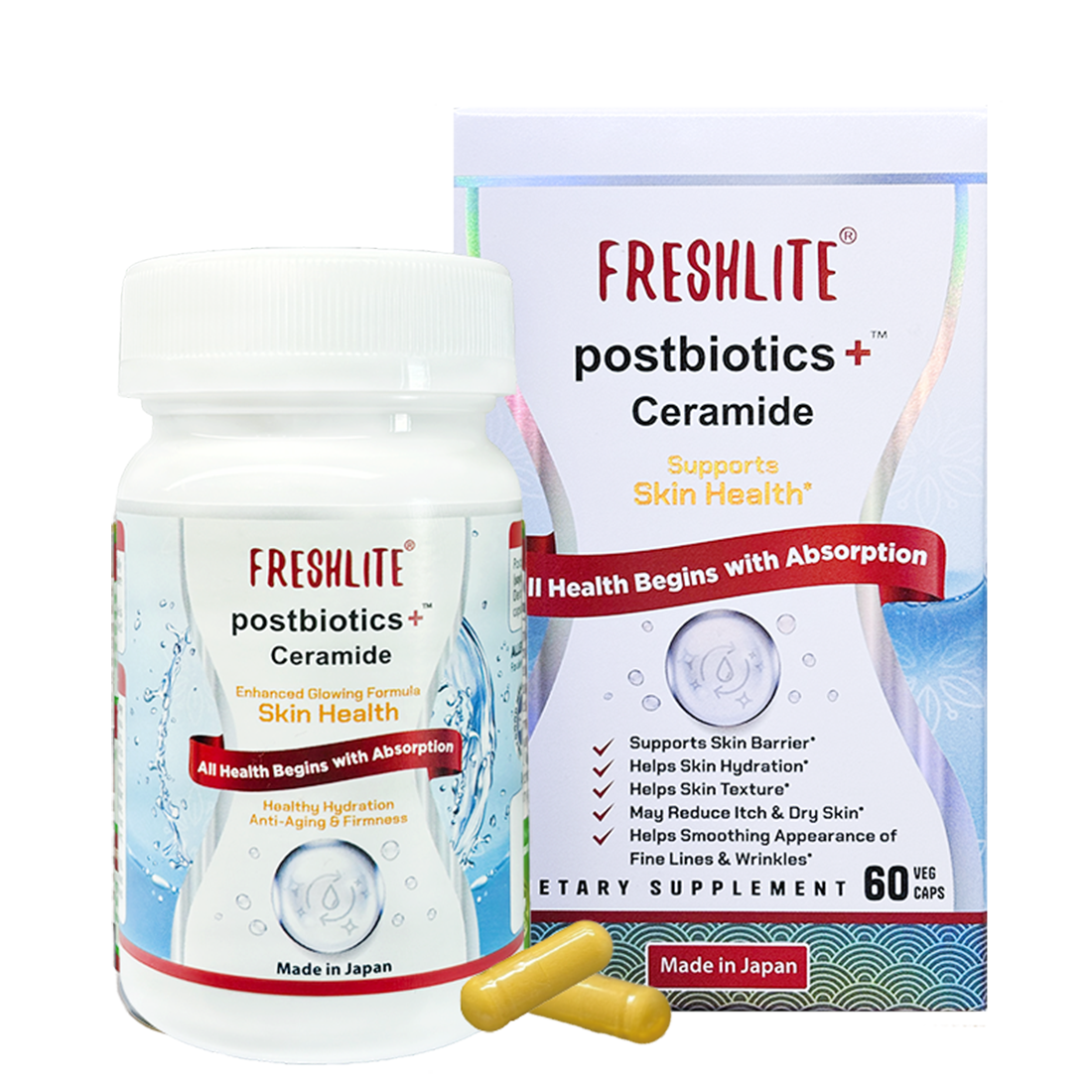 CLEAR SKIN CERAMIDE SUPPLEMENT – Plant-Based Ceramides & Postbiotics for Hydration, Barrier & Elasticity | Helps Reduce Acne & Irritation | Hormonal Balance From Gut-Skin Axis* | Non-GMO, Gluten-Free