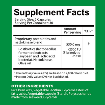 CARDIOVASCULAR SUPPORT* | 2500FU Premium NSK-SD Nattokinase & Vegan Postbiotics for Blood Pressure, Cholesterol & Heart Health* | JNKA Certified | Non-GMO & Gluten-Free