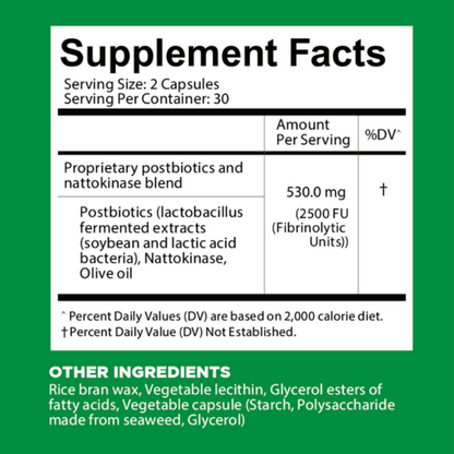 Blood Pressure & Heart Health | Postbiotics+ NSK-KD® Nattokinase 2500FU | Support healthy blood sugar, pressure and circulation*