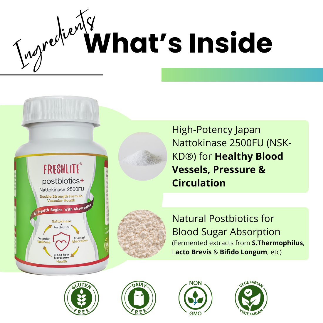 Blood Pressure & Heart Health | Postbiotics+ NSK-KD® Nattokinase 2500FU | Support healthy blood sugar, pressure and circulation*