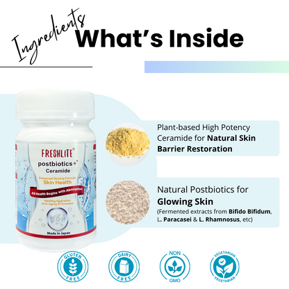 CLEAR SKIN CERAMIDE SUPPLEMENT – Plant-Based Ceramides & Postbiotics for Hydration, Barrier & Elasticity | Helps Reduce Acne & Irritation | Hormonal Balance From Gut-Skin Axis* | Non-GMO, Gluten-Free